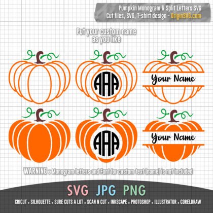 pumpkin SVG split letter monogram