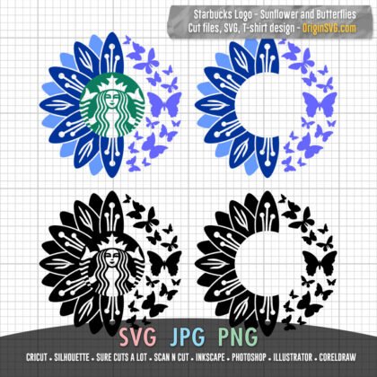 Starbucks Logo Sunflower and Butterflies
