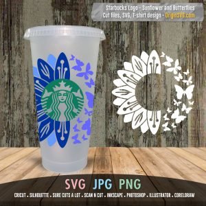 Download Starbucks Sunflower and Butterflies for Starbucks Cup SVG ...