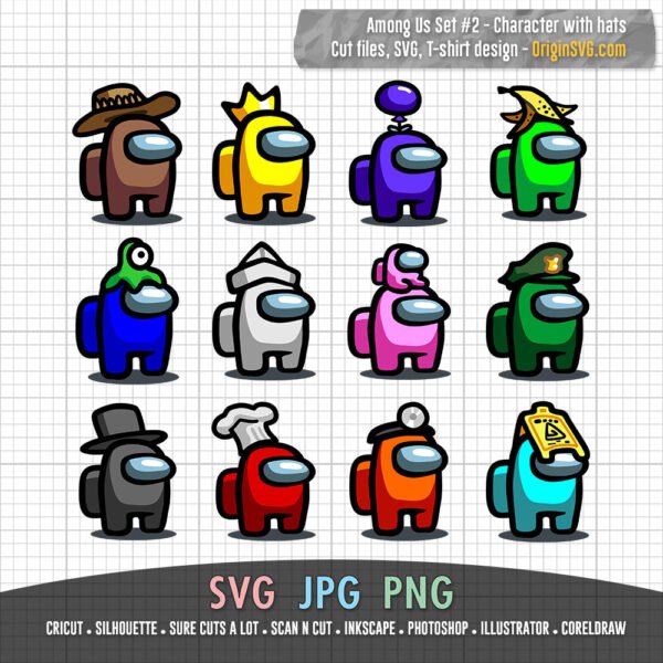 Among Us Characters Hat SVG