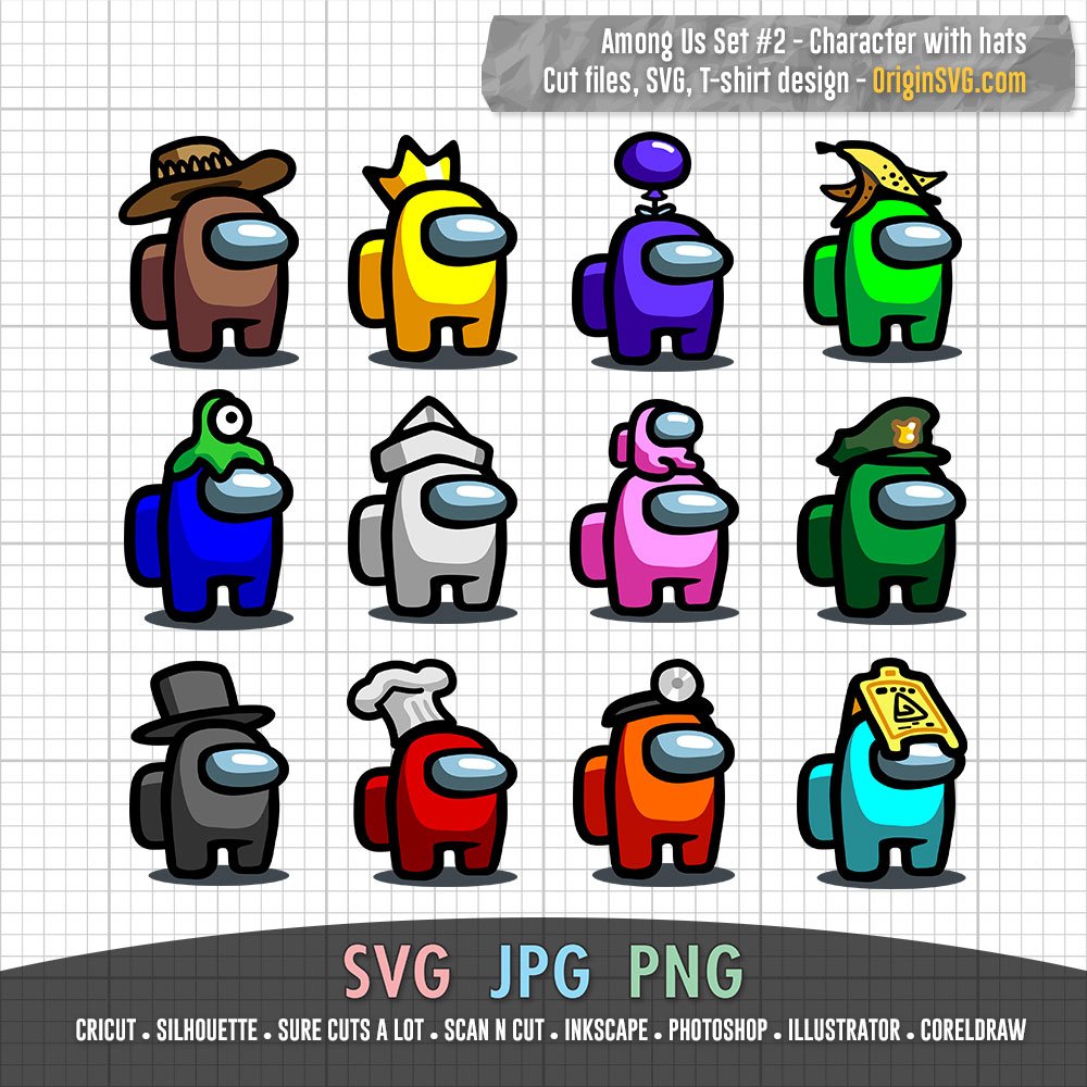 Among Us Set #2 - Among Us Characters Hat SVG - Origin SVG Art