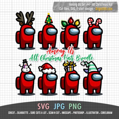Among Us - all Christmas hats
