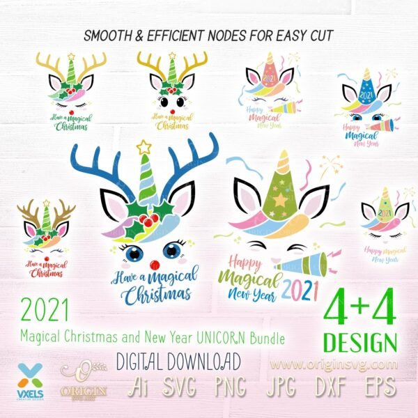 christmas and new year unicorn bundle