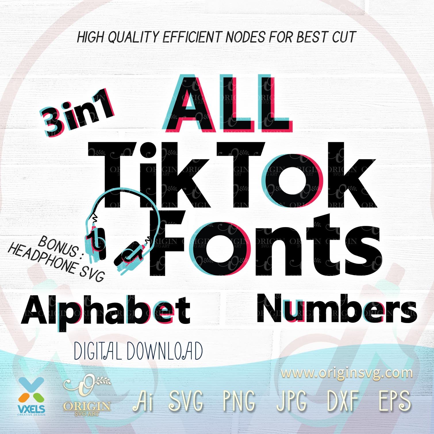 Download Tiktok Fonts Bundle SVG All in one Alphabet and Numbers ...