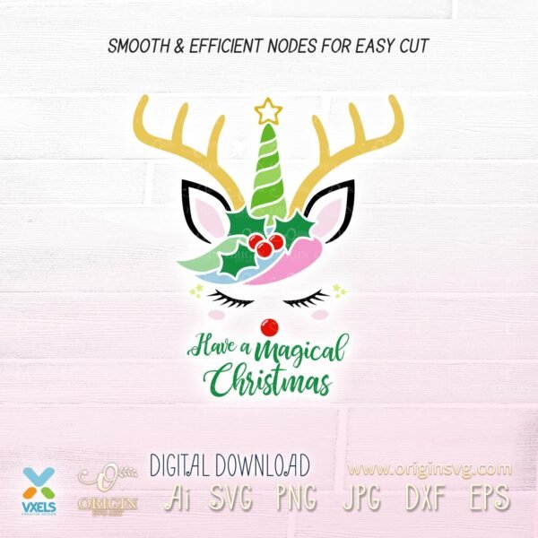 magical christmas unicorn svg