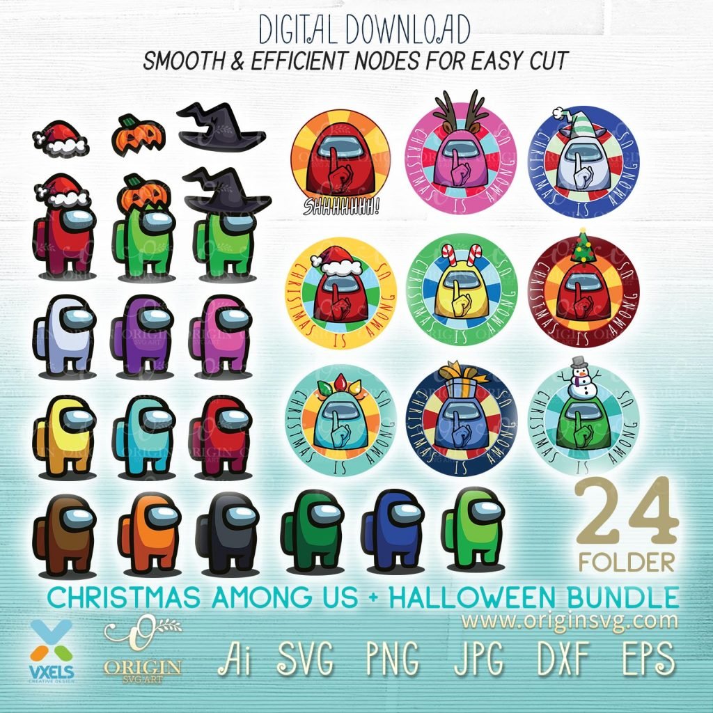 Download Christmas is Among Us + Halloween SVG Bundle Game Character