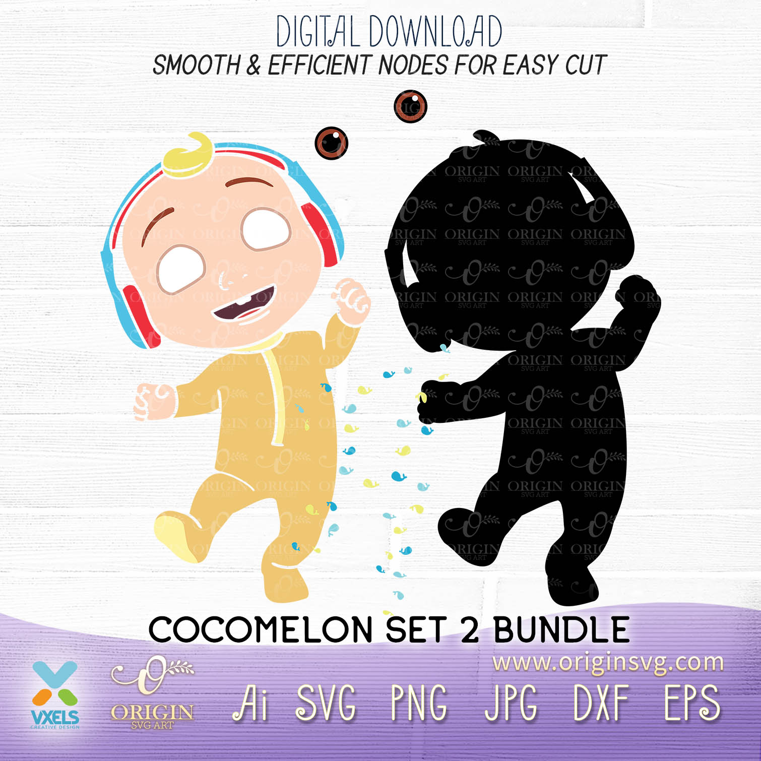 Download Dancing Cocomelon Baby SVG Listening Song & Headphone ...