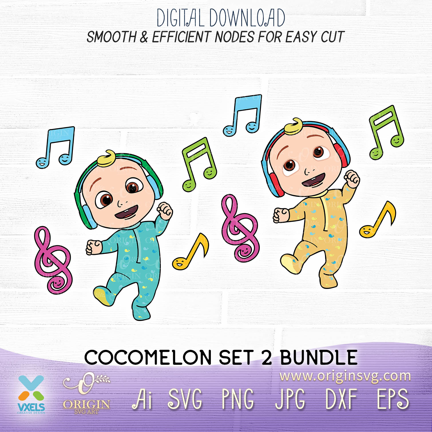 Download Dancing Cocomelon Baby SVG Listening Song & Headphone ...