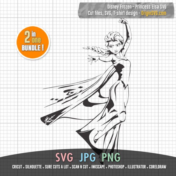 Princess Elsa SVG 2 in 1 - Image 2