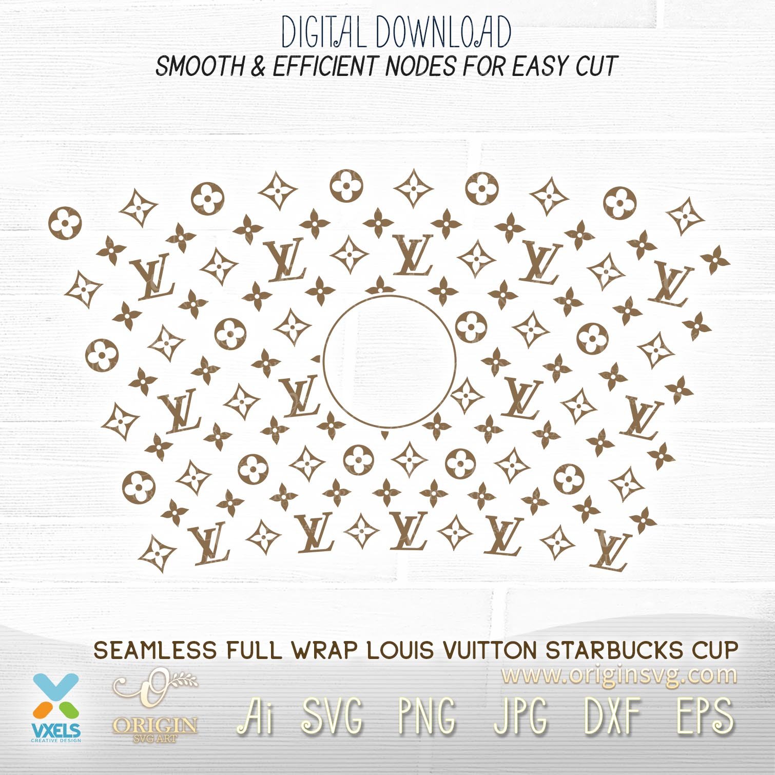 Download Louis Vuitton Starbucks Tumbler Full Wrap Lv Pattern Cup Svg For Reusable Venti Cold Cups Pre Sized 24 Oz Starbucks Origin Svg Art