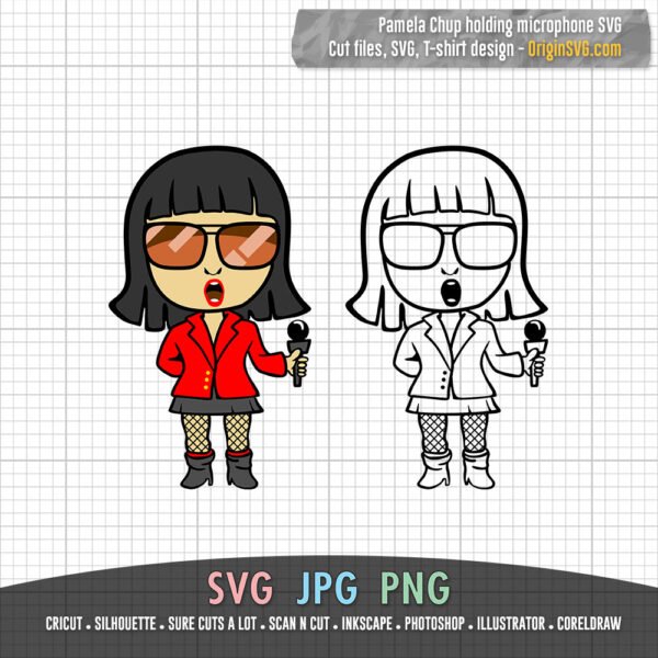 Pamela Chup with Microphone SVG Color and Black - Image 3
