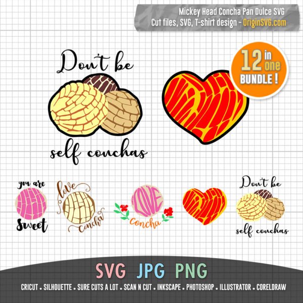 Mexican Conchas SVG Bundle Mickey Head Sweet Concha - Image 2