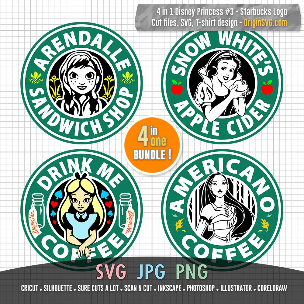 Download Disney Princess 4 in 1 Starbucks Logo Set 3 - Alice ...