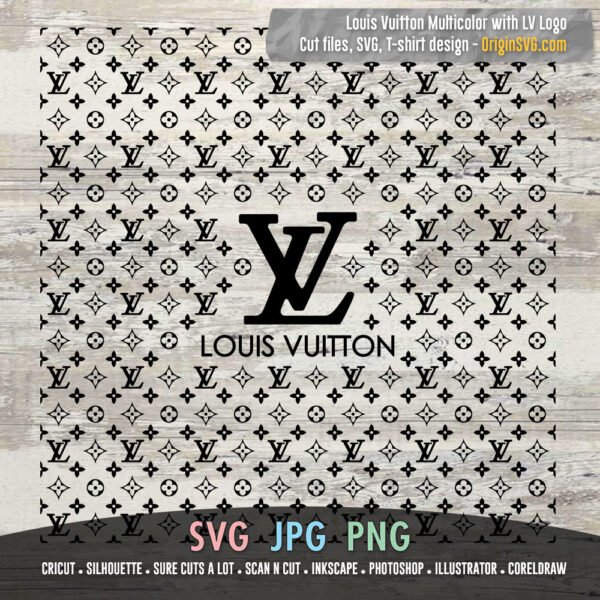 Louis Vuitton Pattern Multicolor with LV Logo - Origin SVG Art