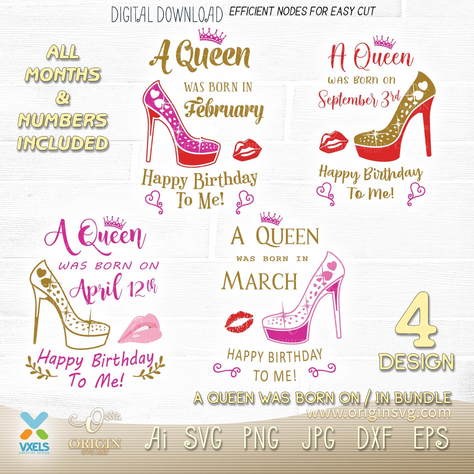 Download A Queen Was Born On In Happy Birthday To Me Svg With All Months And Numbers Origin Svg Art