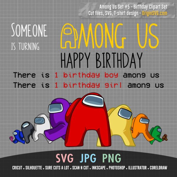 Download Among Us Set #5 - Birthday Theme Among Us Clip Art ...