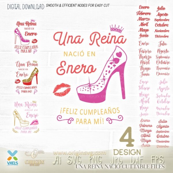 Una Reina Nacio En Enero, Febrero, Marzo, Abril, .. Feliz Cumpleaños para Mi SVG Files - Image 6