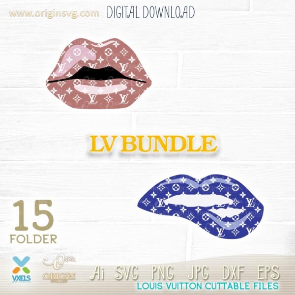 Dripping Lips Logo LV Svg Digital File, Louis Vuitton Svg, Lips Svg