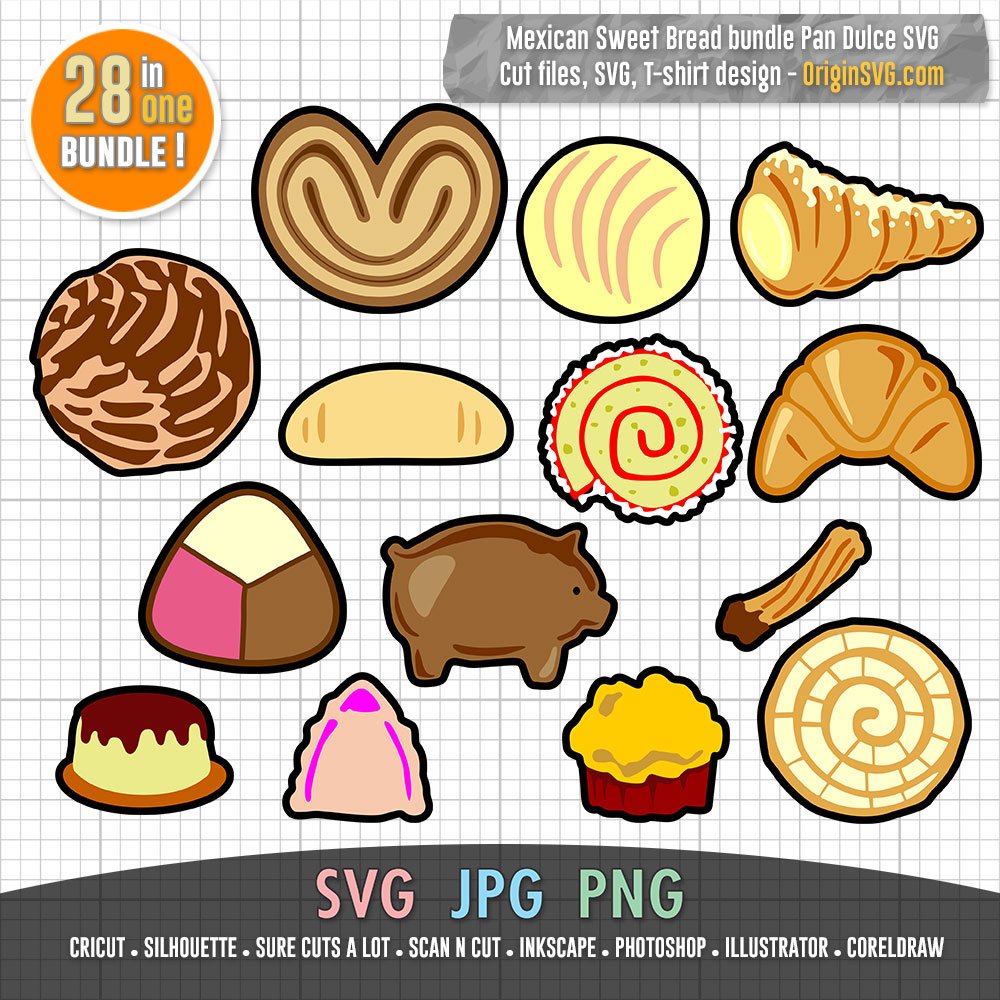 Pan Dulce Svg Clipart Mexican Bakery Clip Art Concha Elote Etsy Uk