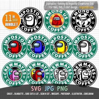 Among Us Coffee, Impostor Coffee, Crewmates Coffee, Starbucks Logo