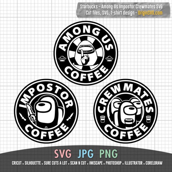 Among Us Coffee, Impostor Coffee, Crewmates Coffee, S-bucks Logo SVG Printable Bundle 11 in 1 - Image 2