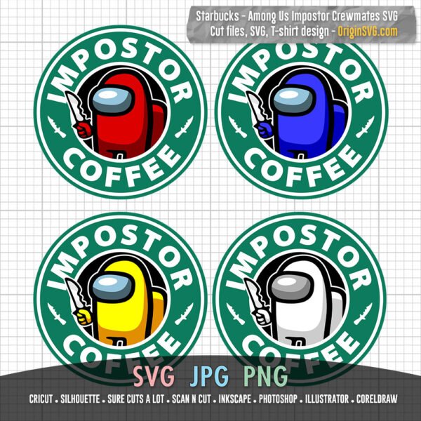Among Us Coffee, Impostor Coffee, Crewmates Coffee, S-bucks Logo SVG Printable Bundle 11 in 1 - Image 4