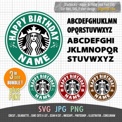 Happy Birthday Custom Name Starbucks Logo with Font