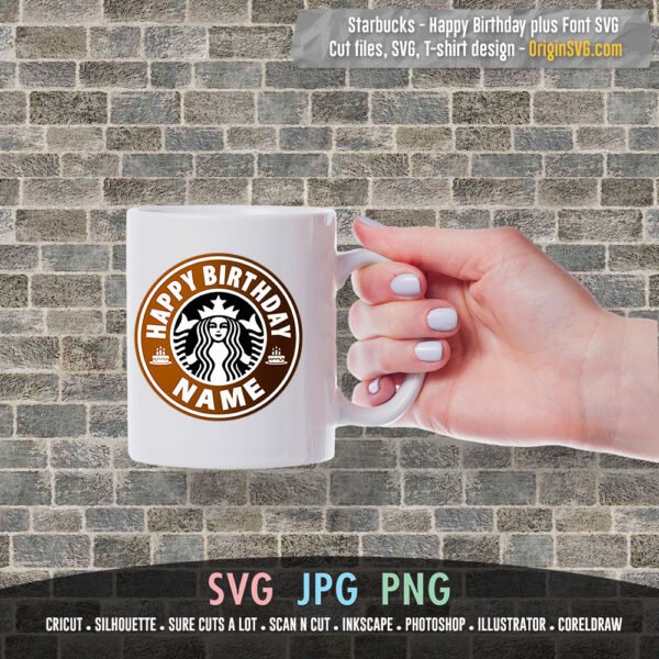 Happy Birthday Custom Name Starbucks Logo with Font