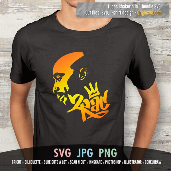 Tupac Shakur Portrait Bundle 4 in 1 SVG 2Pac - Image 5