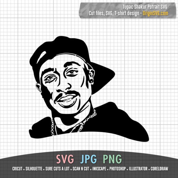 Tupac Shakur Portrait Rapper Hip hop Rap 2PAC SVG Cutting Files - Image 3