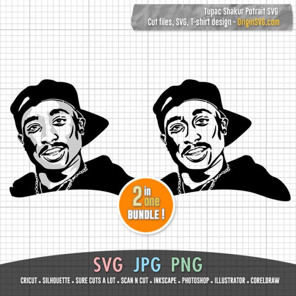Tupac Shakur Portrait Rapper Hip hop Rap 2PAC SVG Cutting Files - Image 2