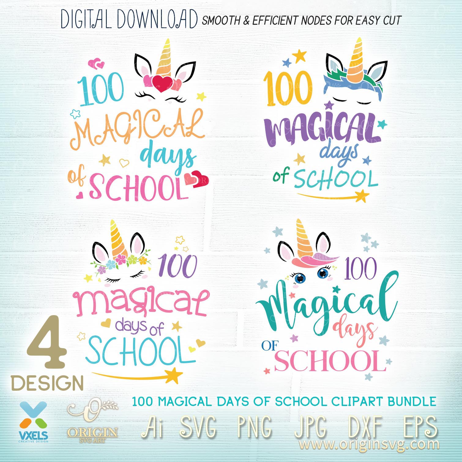 100 Days of School Unicorn Rainbow Balloon 300 DPI PNG 100 Magical Days Printable