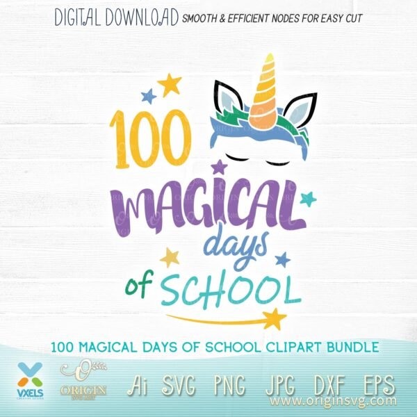 100 magical day of school unicorn
