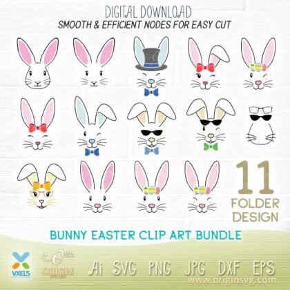 Easter Bunny SVG Cutting File | Rabbit T Shirt / Costume Vector Design Bundle
