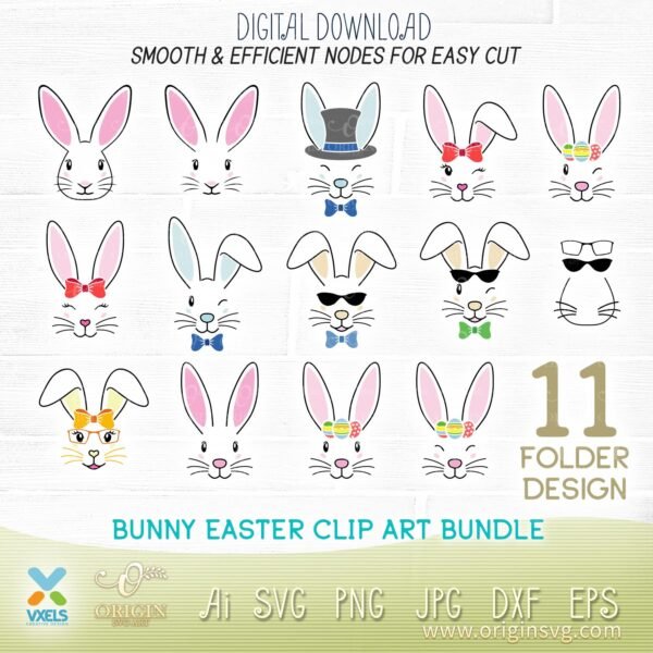 Easter Bunny SVG Cutting File | Rabbit T Shirt / Costume Vector Design Bundle