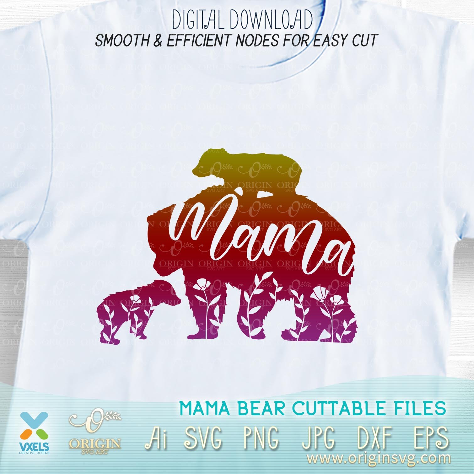 Mama Bear Svg, Mommy Theme, Bear Family PNG, Mothers Day Dxf