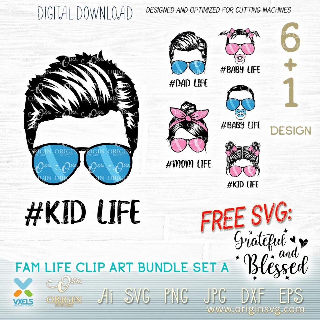 Download Fam life Svg | Dad Mom Life svg | Kids svg | Bun Hair | Baby Boy Girl | Family Life Bundle