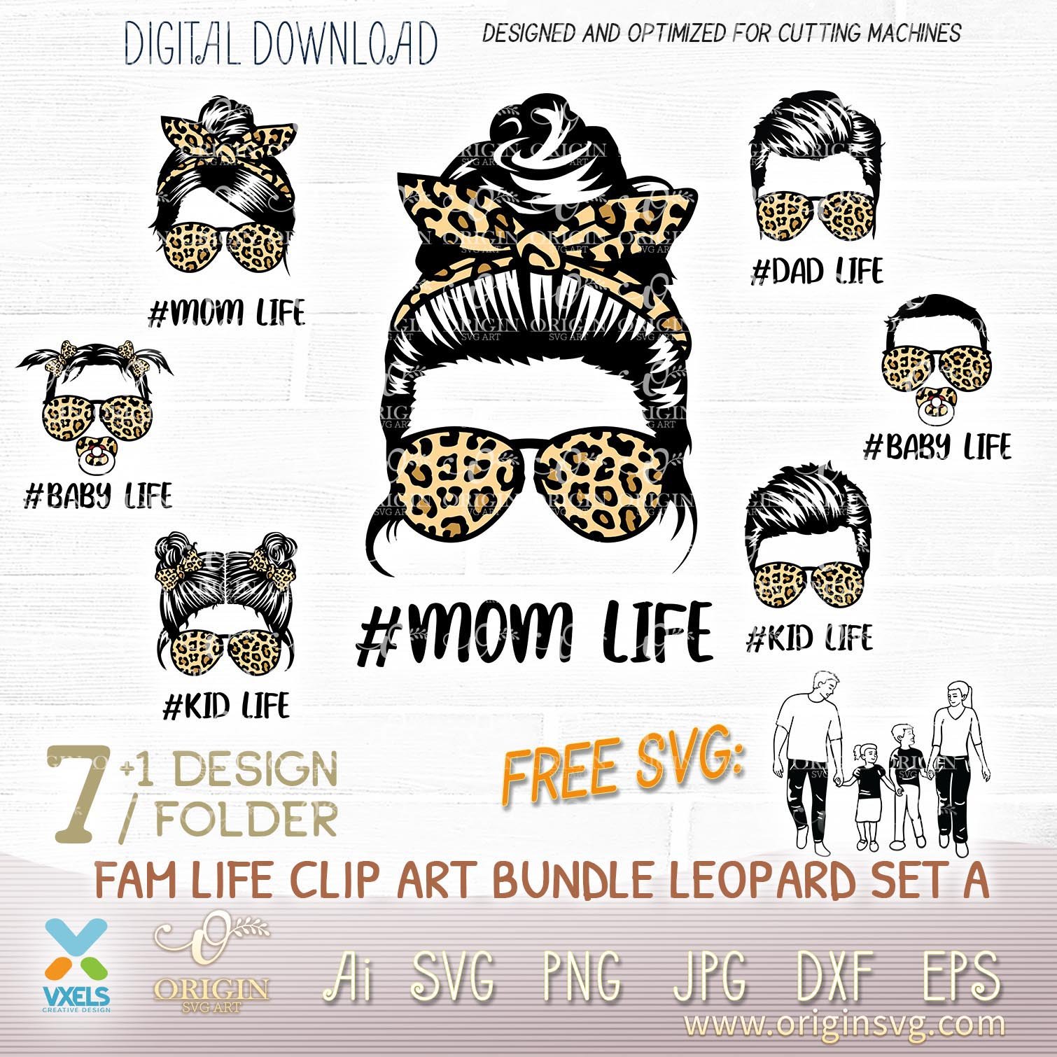 Download Fam Life Svg Leopard Version Dad Mom Life Svg Kids Svg Baby Boy Girl Family Life Bundle