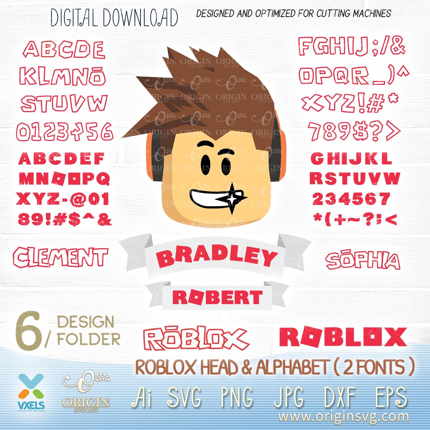 Roblox Head Svg Alphabet Fonts Graphic Roblox Logo Birthday Name Tag - roblox head face