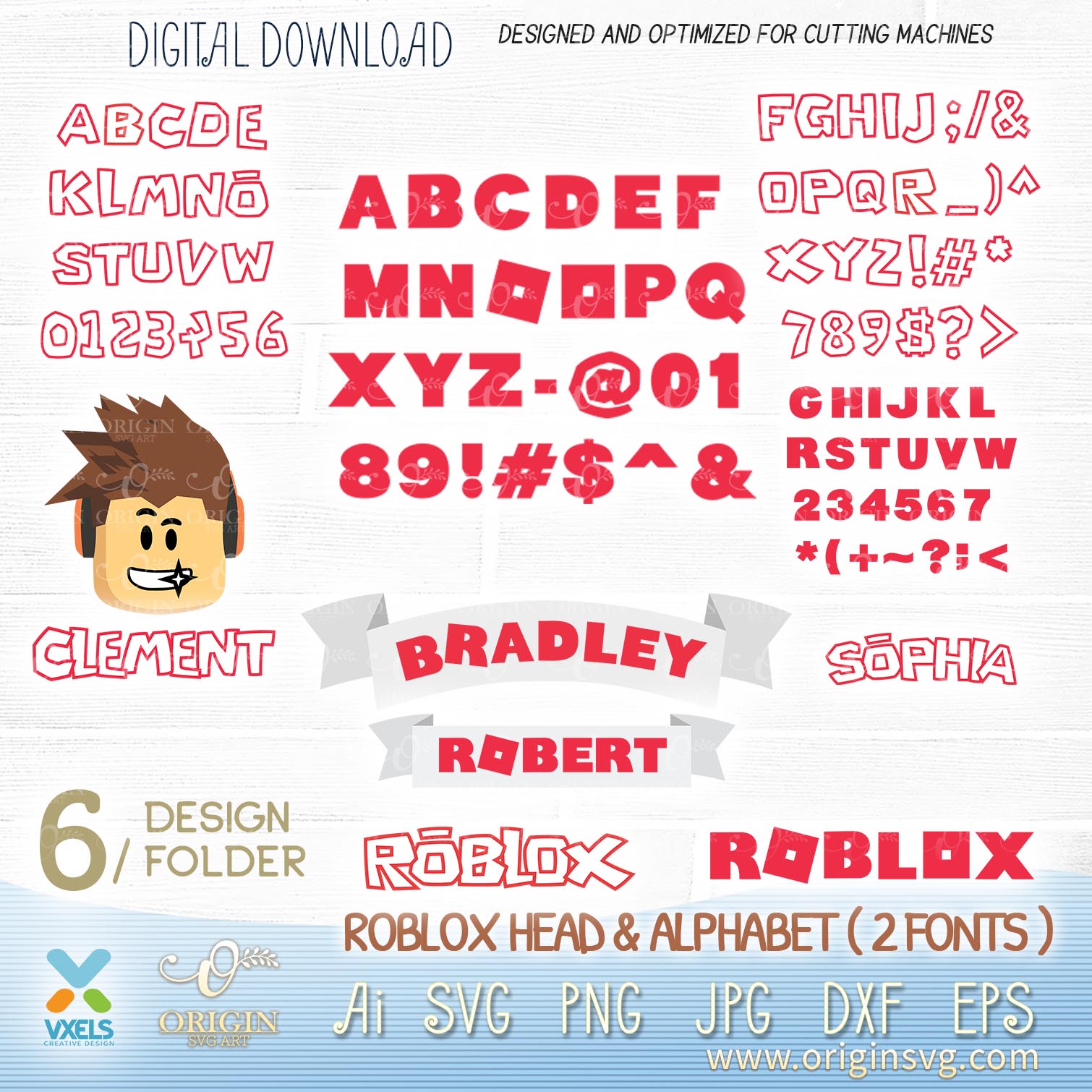 Roblox Head SVG Alphabet Fonts Vector Graphic Roblox Logo Face with Name  Tag for Birthday