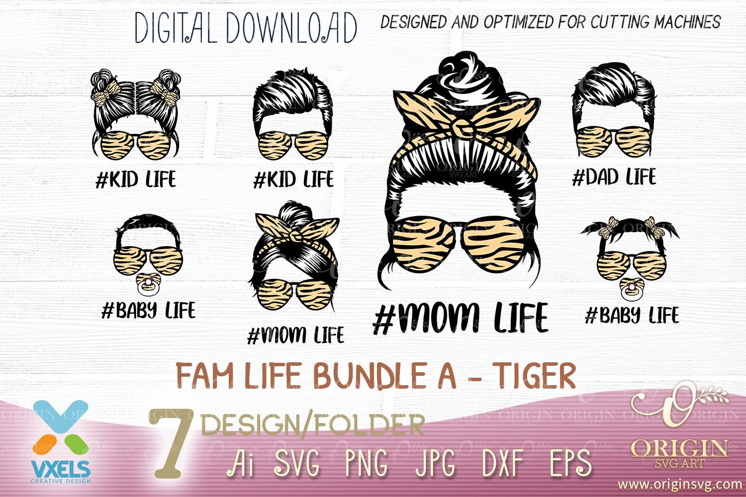 Download Fam Life Svg Tiger Dad Mom Life Svg Kids Baby Boy Girl Tiger Family