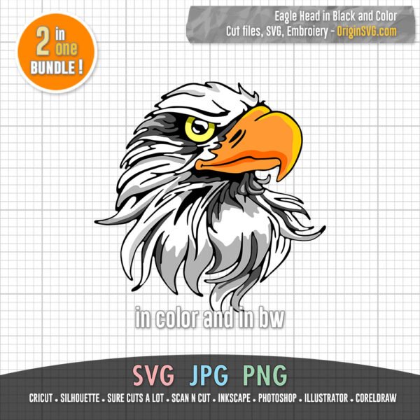 eagle head SVG black and colorr