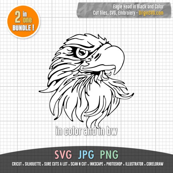 eagle head SVG black and colorr