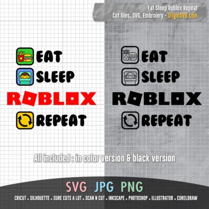 Eat Sleep Roblox Repeat SVG Cut files