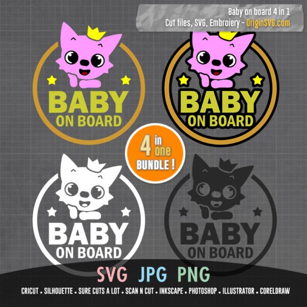 Baby On Board Cute Sticker SVG Cut Files Decal - Image 3
