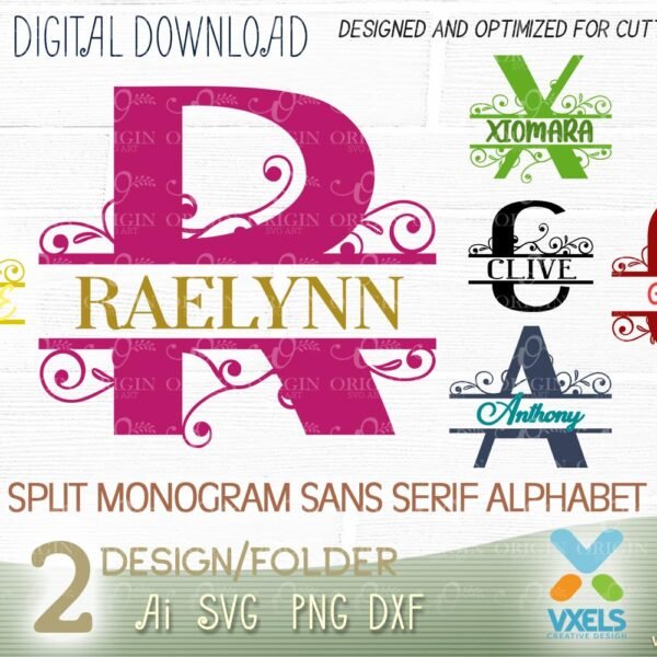 split monogram alphabet name