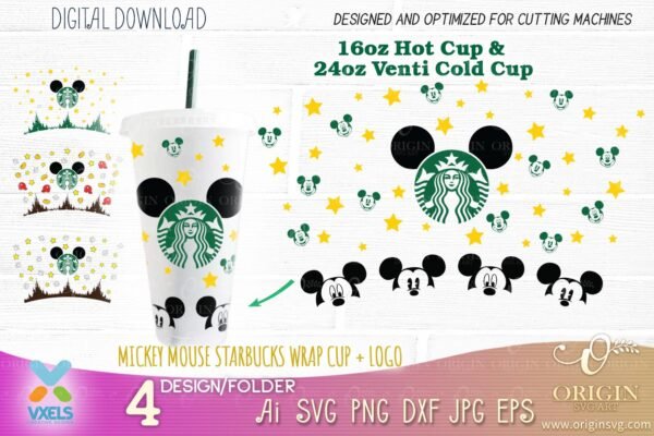 mickey disney full wrap cup