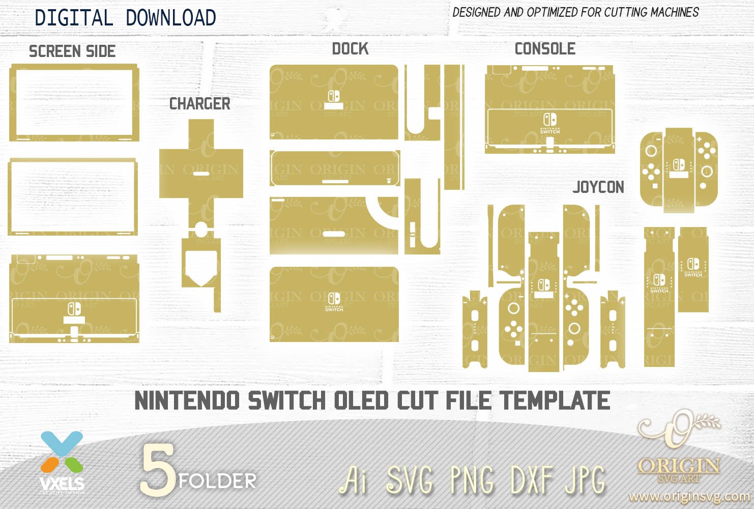 Nintendo Switch OLED Skin Vector Cricut and Cut File Template