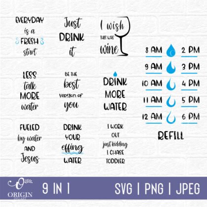 Water Bottle Tracker Bundle SVG