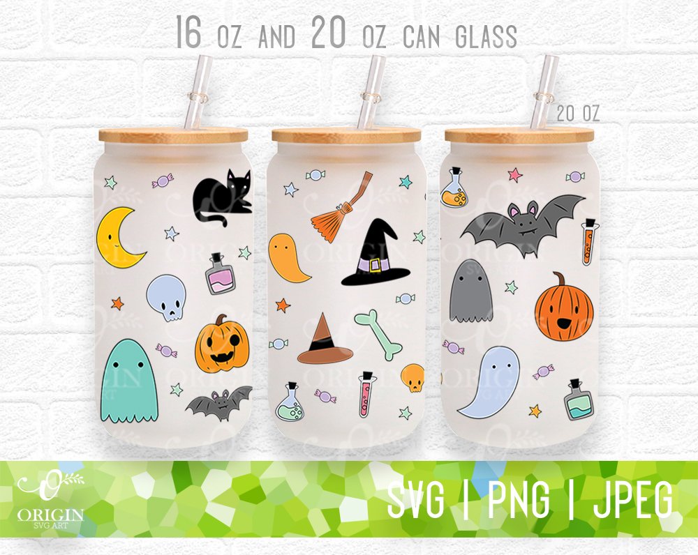 Cute Ghost 16 oz Glass Cup